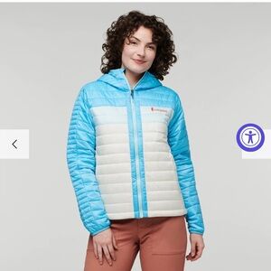 Cotopaxi Women's Blue and White Insulated Ski Jacket